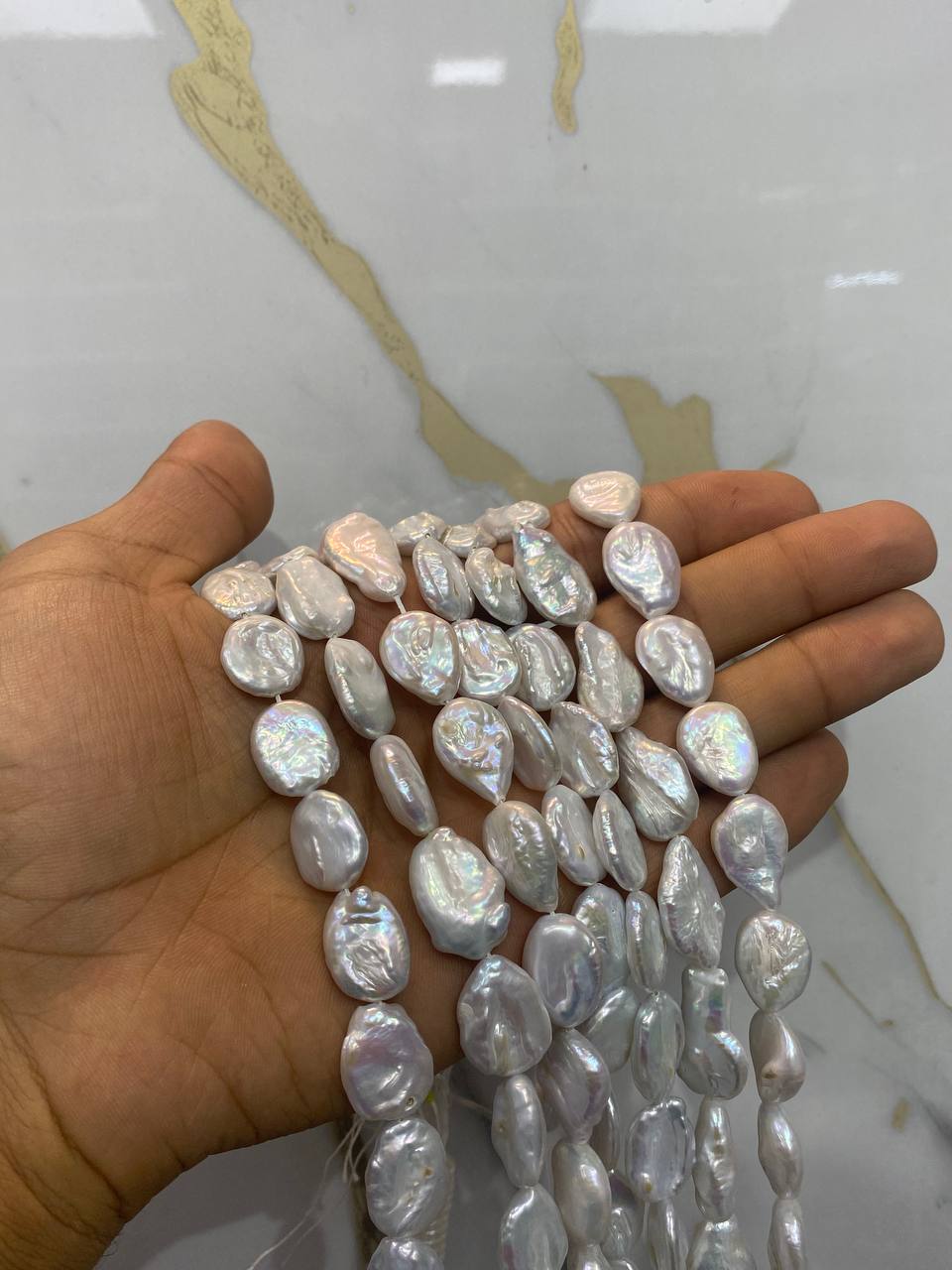 ریسه مروارید پرورشی باروک  اشکلی و سکه ای کیفیت درجه یک